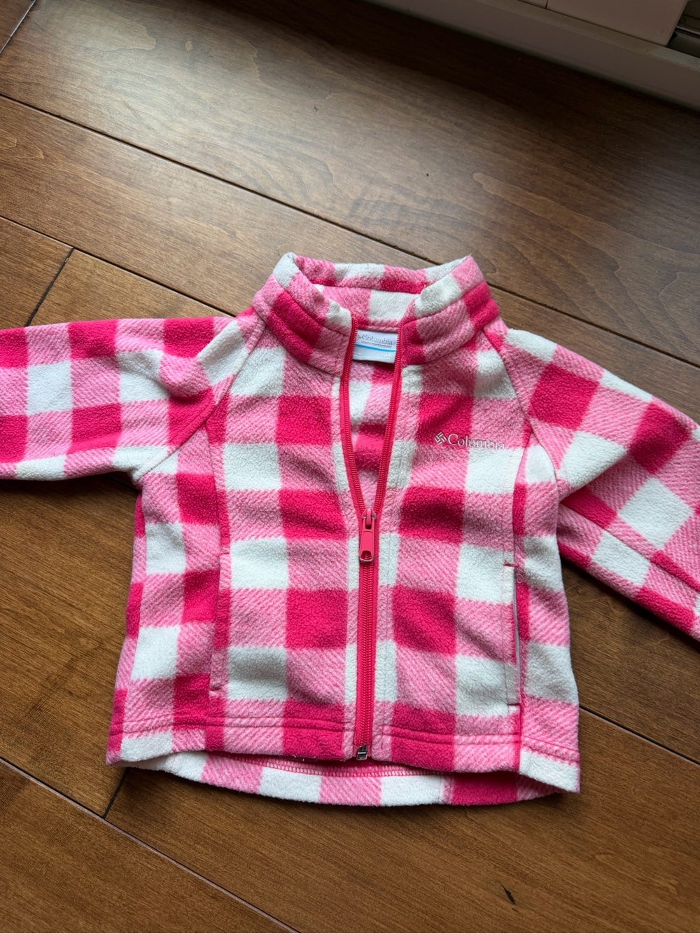 Columbia Pink and White Check Fleece Jacket - Kids